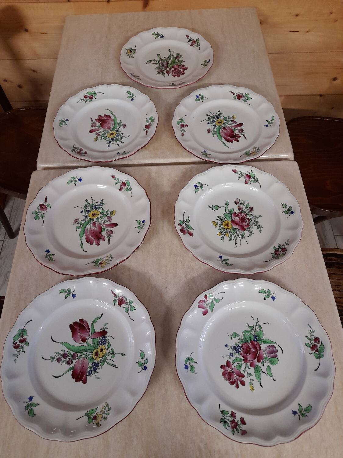 7 Lunéville porcelain plates