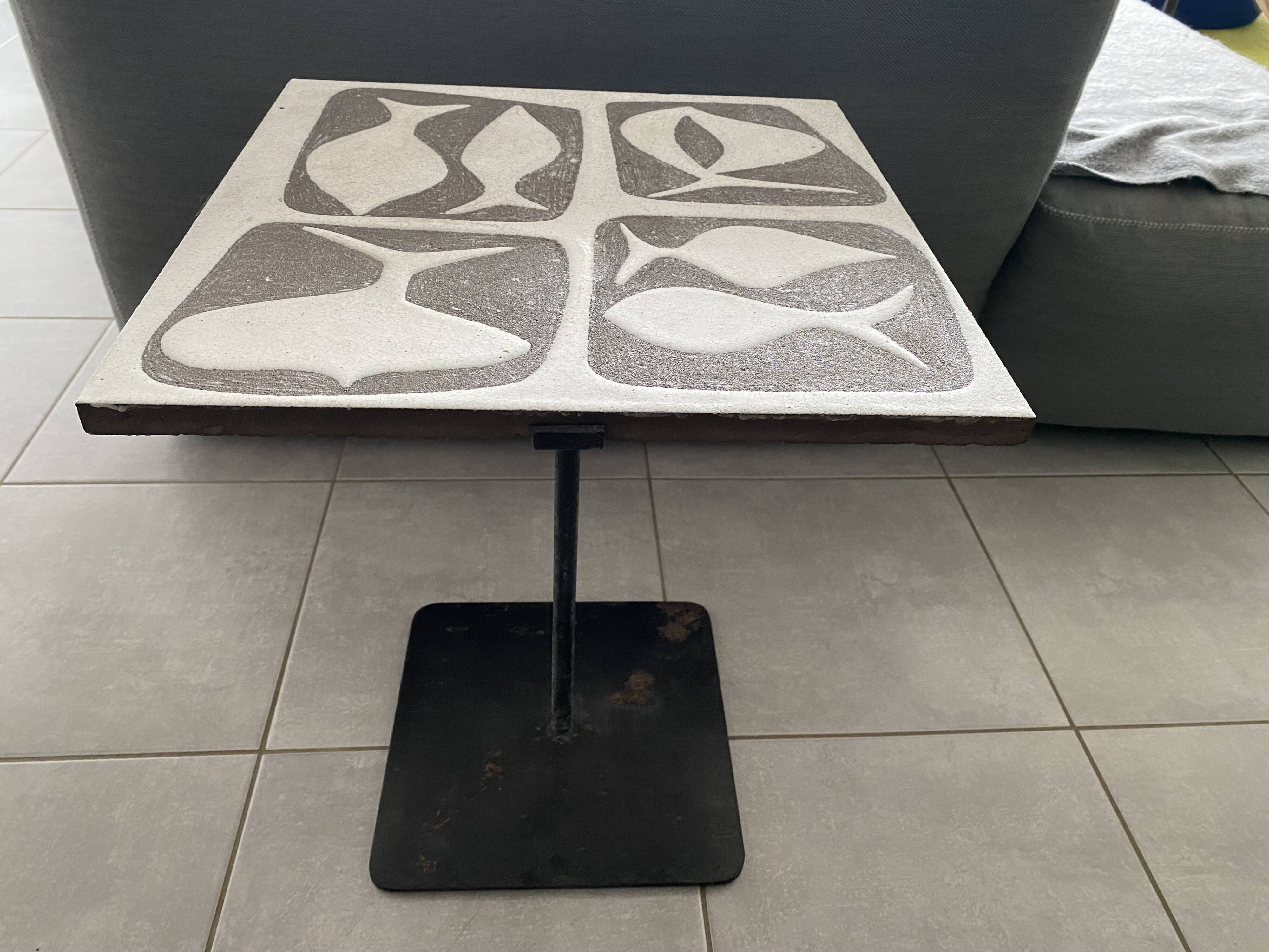 Small Sellette Vintage ceramic end table from the 50s and 60s