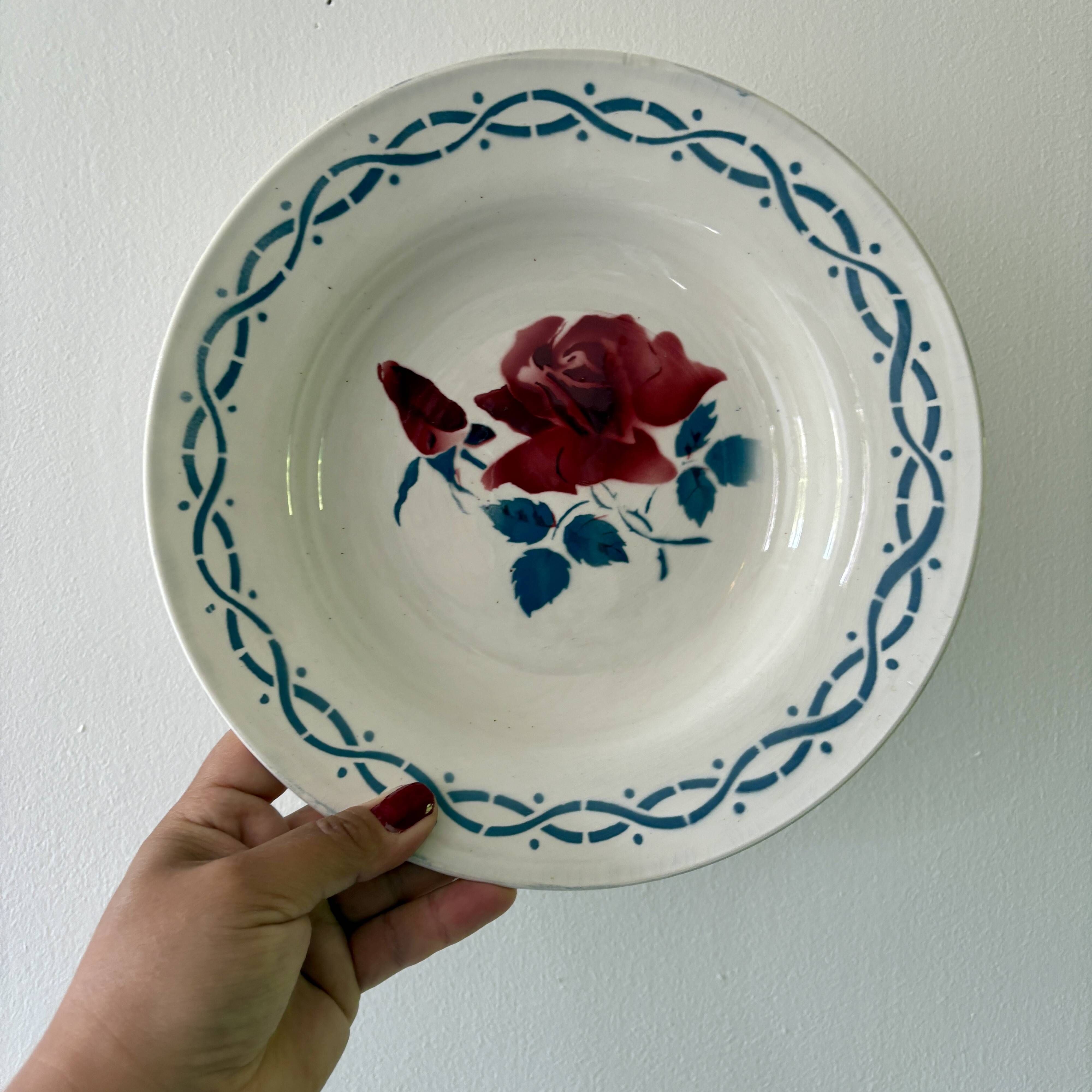 Set of 8 vintage soup plates - Janine and Cannes model by Digoin Sarrr