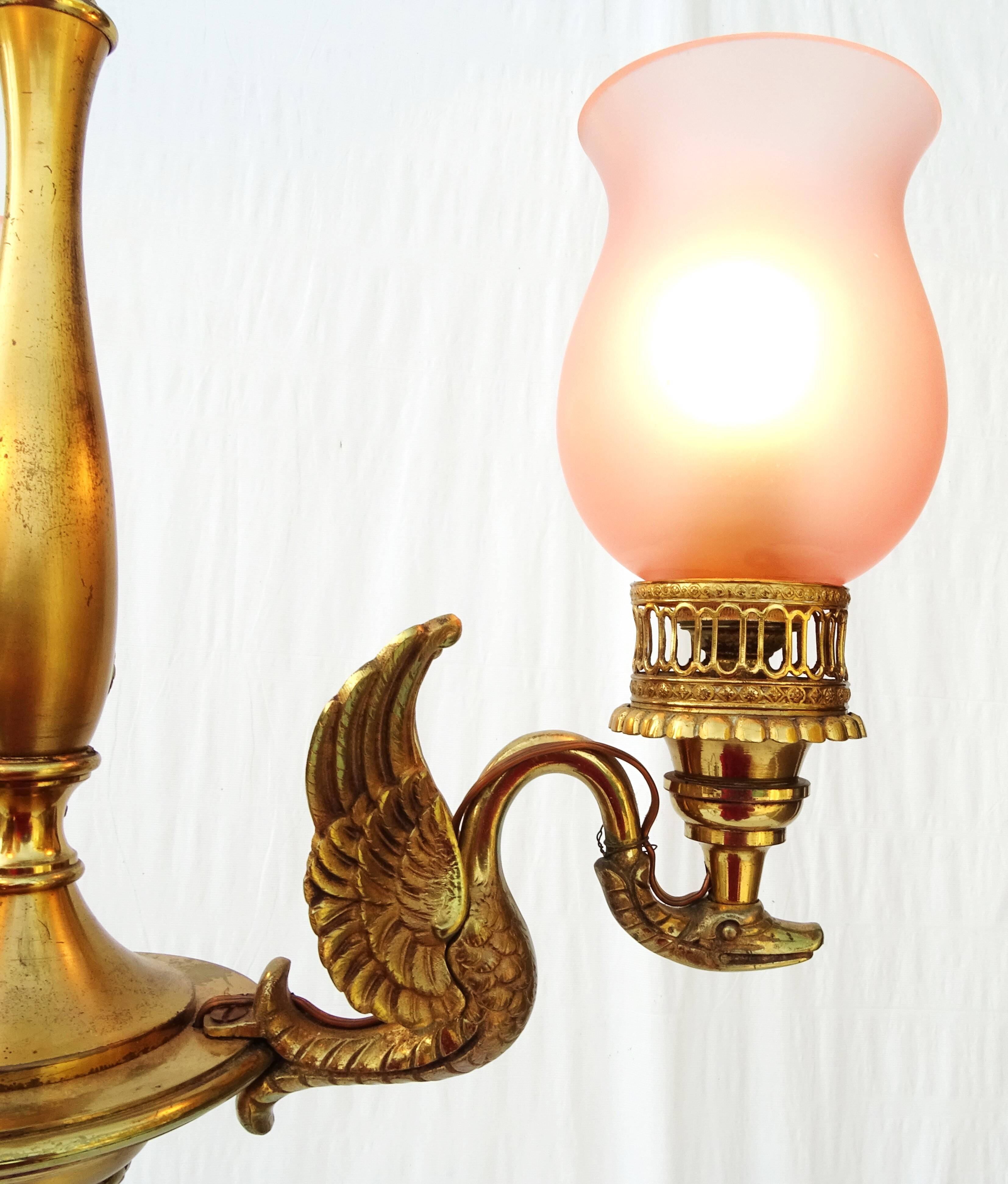 3-branched chandelier in gilded bronze.