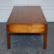 Vintage Military Campaign Coffee Table in Yew Wood and Brass