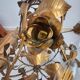 Chandelier hand-forged Hollywood Regency rose leaf decorations