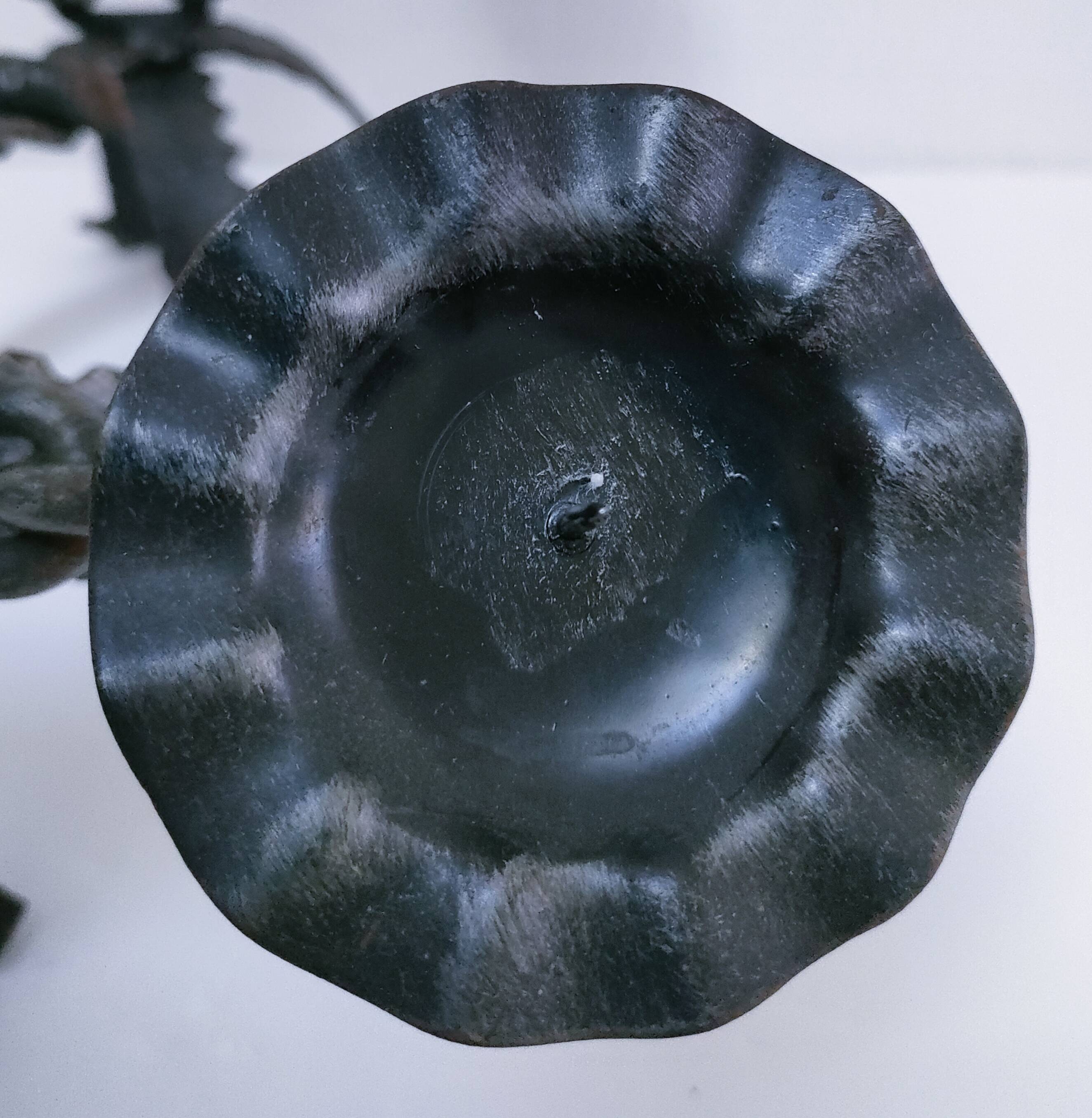 Pair of brutalist 60s metal chain candle holders