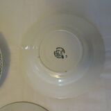 3 assiettes plates faïence ancienne St Amand Salins  vert