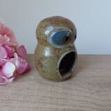 Pyrite Stoneware Owl Candle Holder, Vintage Pottery Owl Fragrance Burner