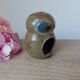 Pyrite Stoneware Owl Candle Holder, Vintage Pottery Owl Fragrance Burner