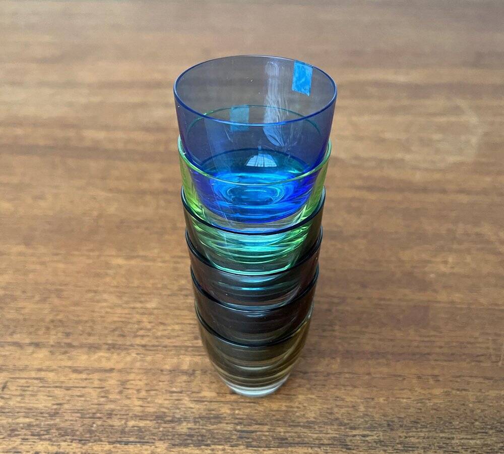 Coloured Space Age shot glasses by Gral, mid-century German, 1960s, set of 5.