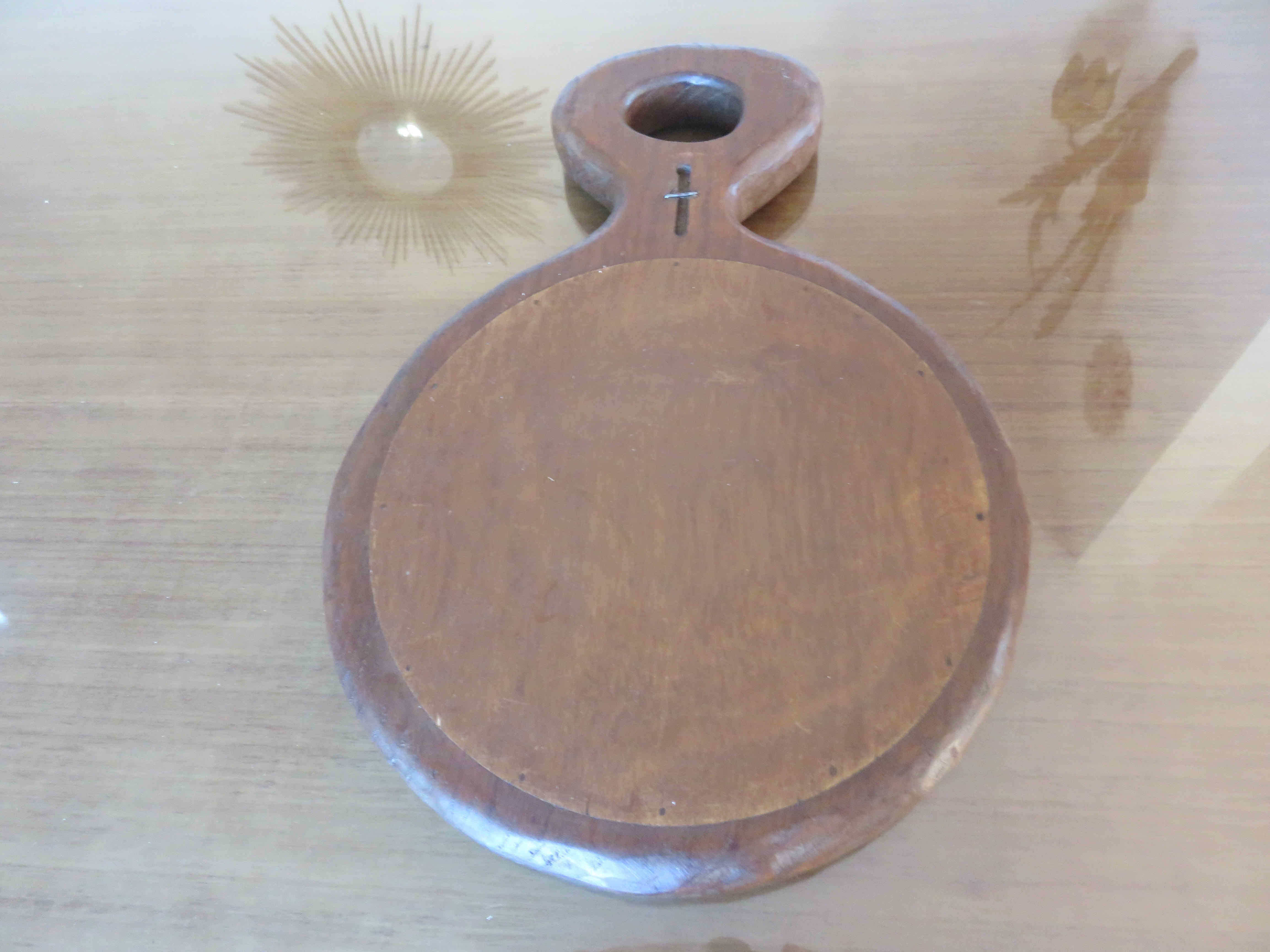 Gouge-cut solid wood mirror, free form, 60s