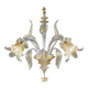Luxury Italian Clear and Gold-Leaf Wall Sconce R With Flowers and Leaves Mu