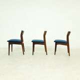 Set of 3 roseood "AWA"dining chairs, the Netherlands 1950's