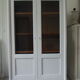Showcase, old weathered vessel pearl gray, 2 glass doors.