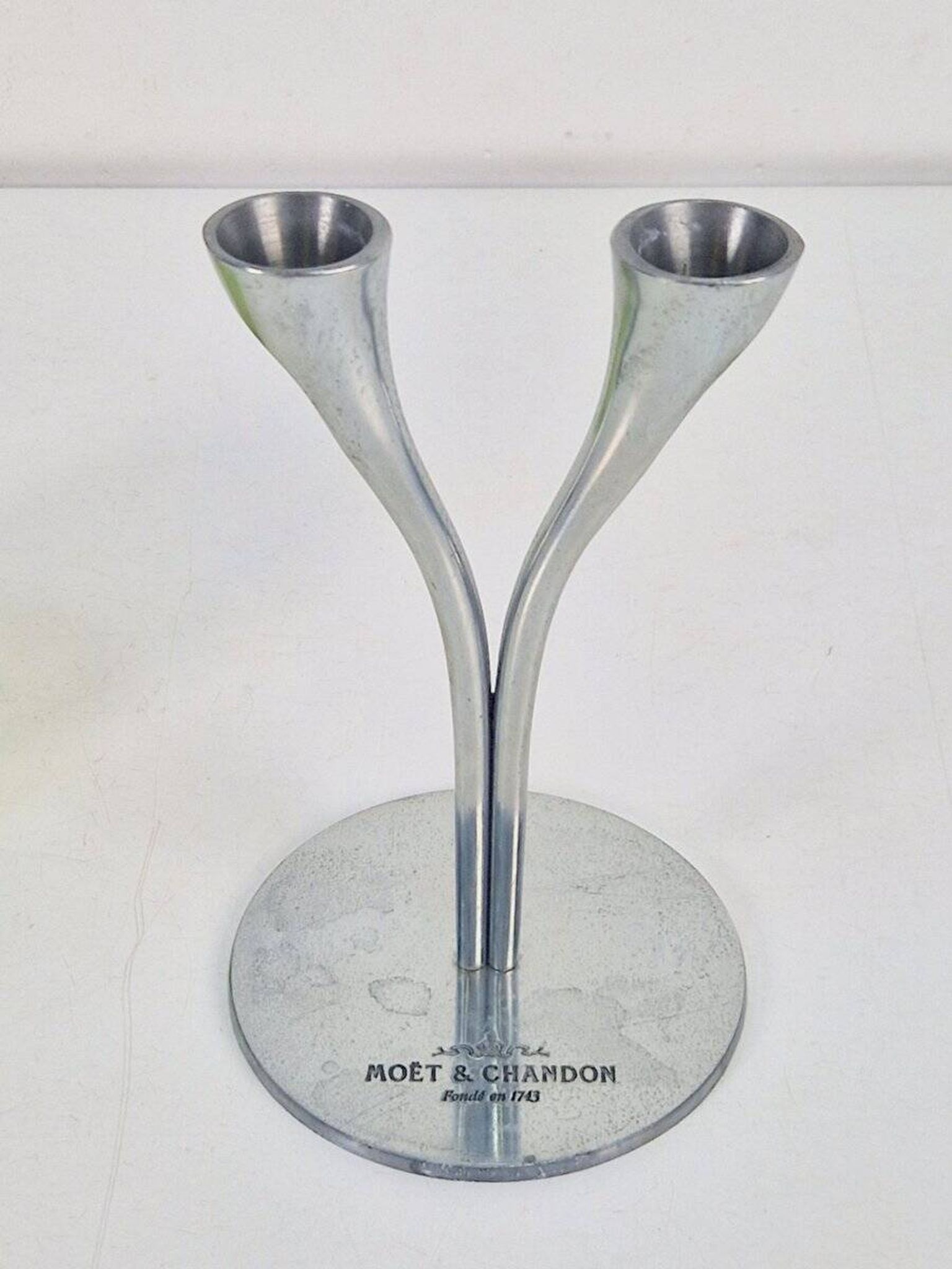 Crystal Champagne Flutes in Holder by Philippe Di Meo for Moët & Chandon, 1980s, Set of 2