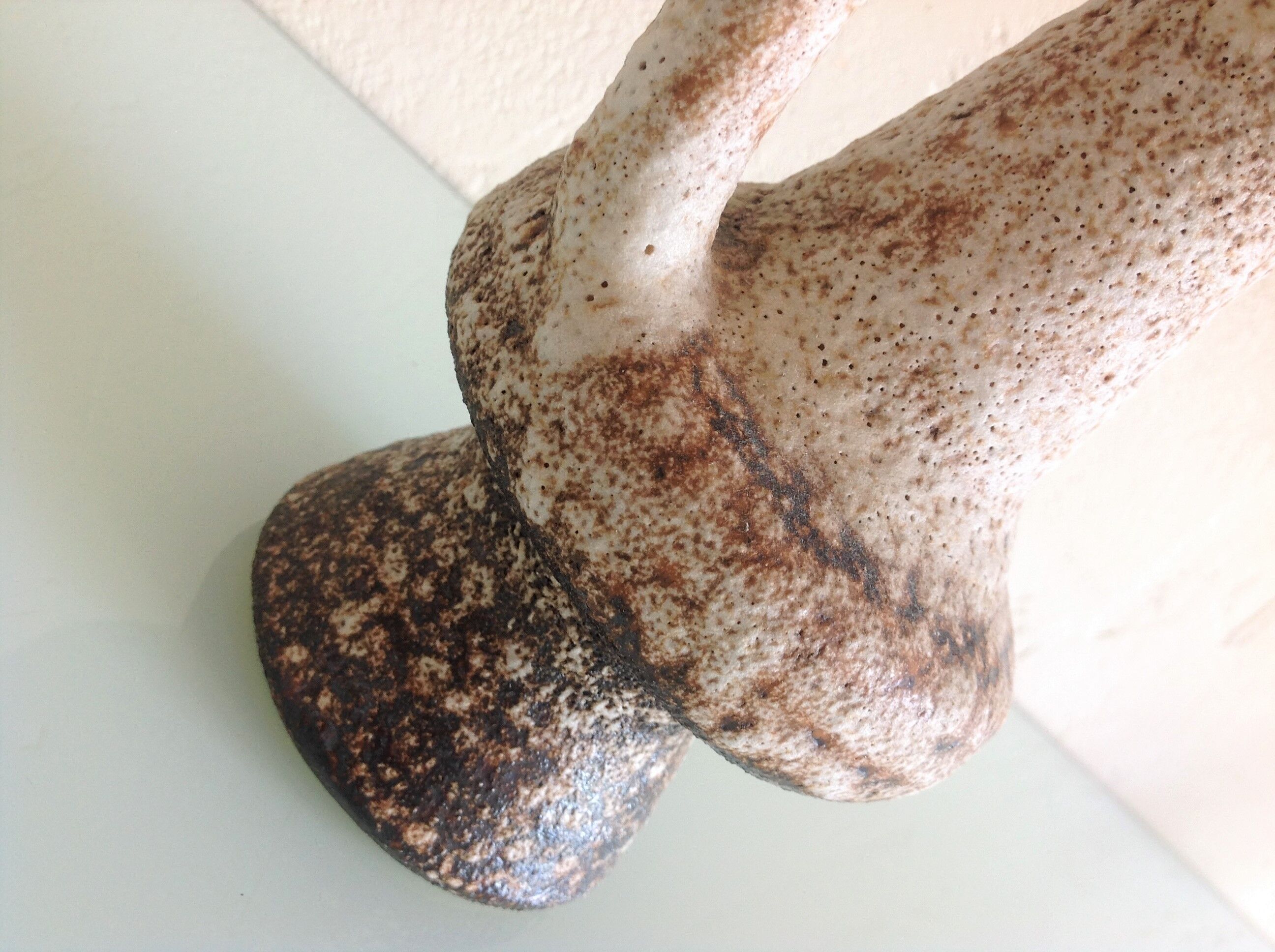 Beige soliflore vase ceramic Fat Lava / vintage 60s-70s