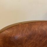 Chaise vintage en skaï marron