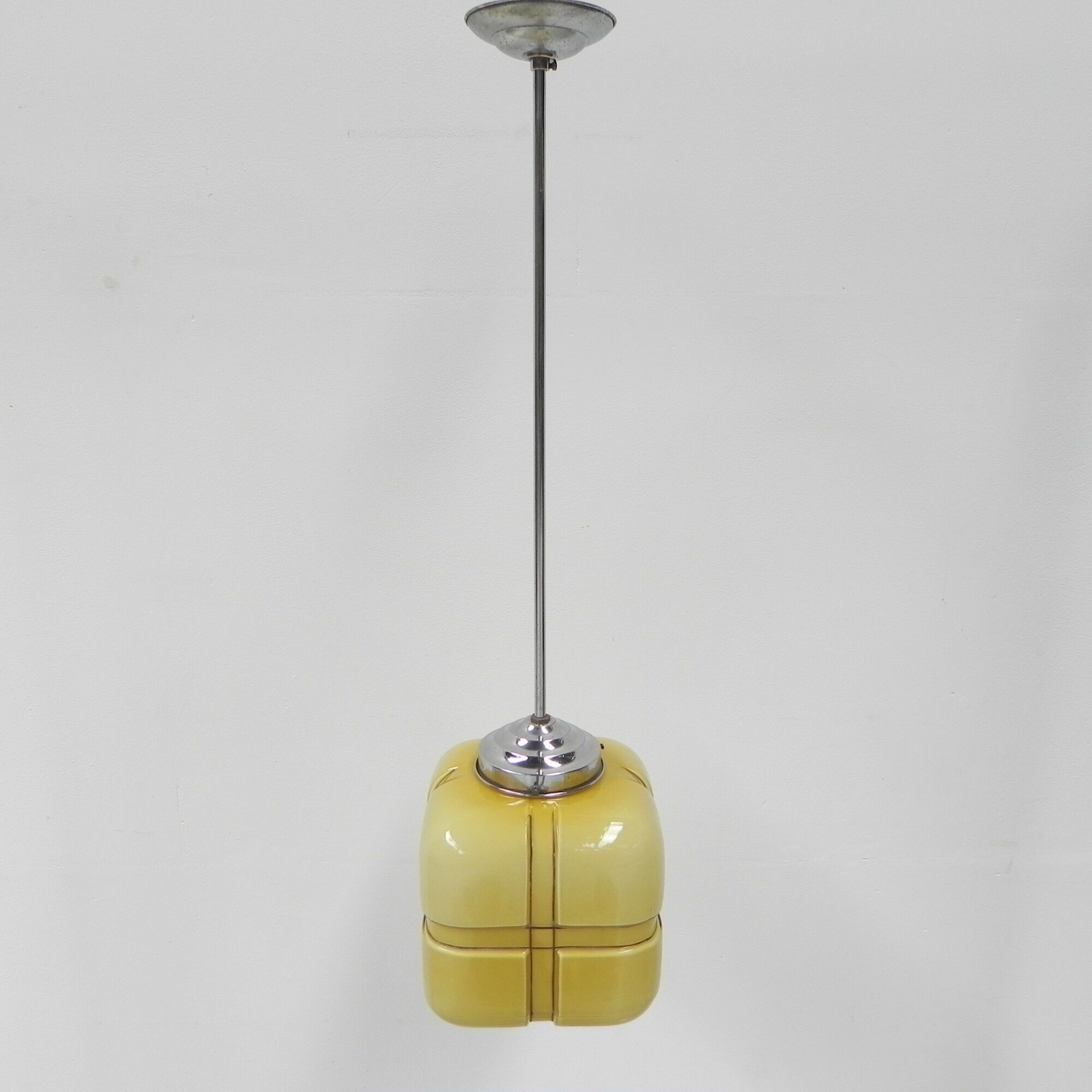 Art Deco hanging lamp with square glass shade