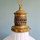 Large Art Deco pendant light in milky glass and brass, 1920