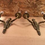Pair of old doube wall lamp louis xv style gilt bronze