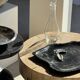 Very large black petrified wood tray or bowl D35