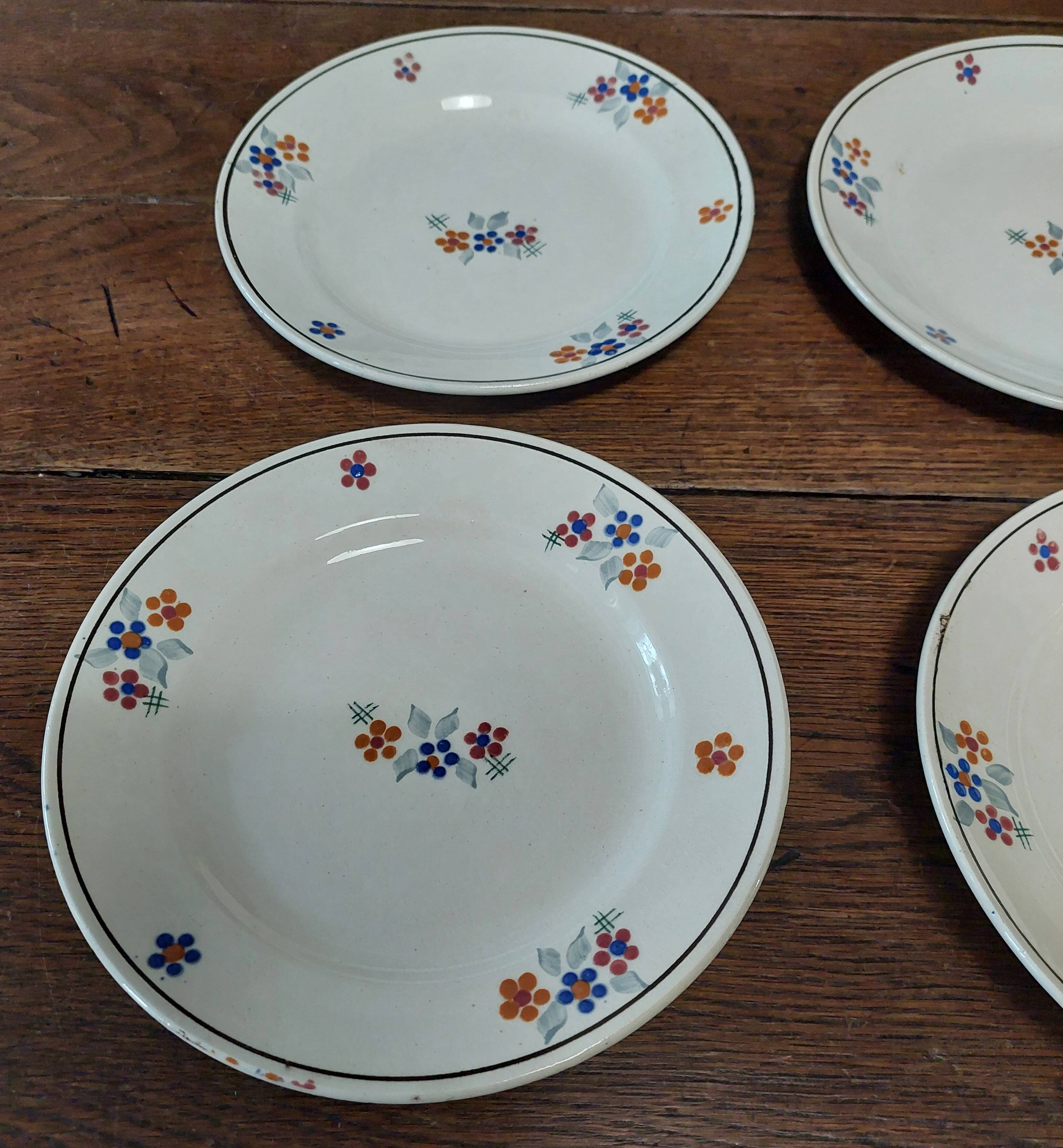 Set of six dessert plates in Saint Amand ironstone earthenware