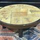 Beech coffee table with ceramic top, herbarium decoration by Raymonde Leduc Vallauris