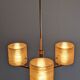 Three-light chandelier in mother-of-pearl and brass, Maison Arlus, France, circa 1950.