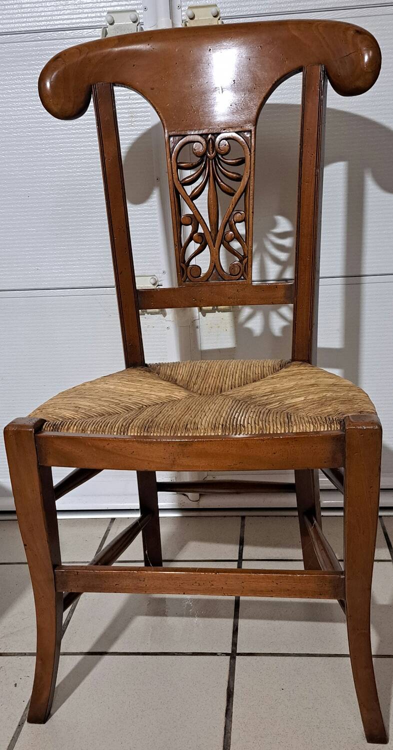 4 solid wood chairs with rush seats