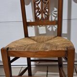 4 solid wood chairs with rush seats