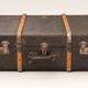 Vintage travel trunk – Wood, textured canvas and metal fittings