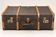 Vintage travel trunk – Wood, textured canvas and metal fittings