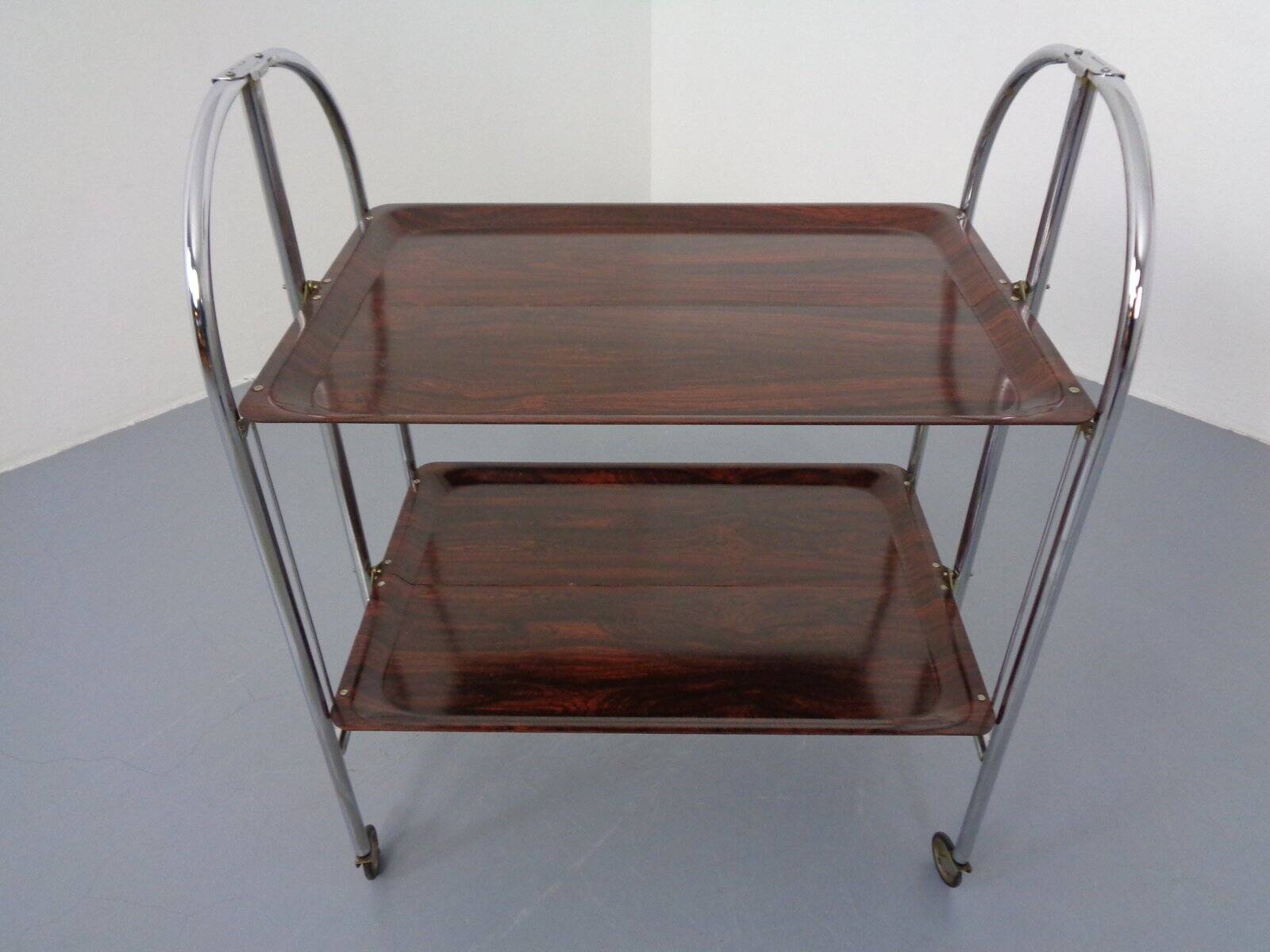 Vintage Optic Rosewood Pressalit Tea Cart, 1970s