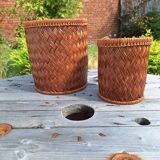 Pair of rattan planters