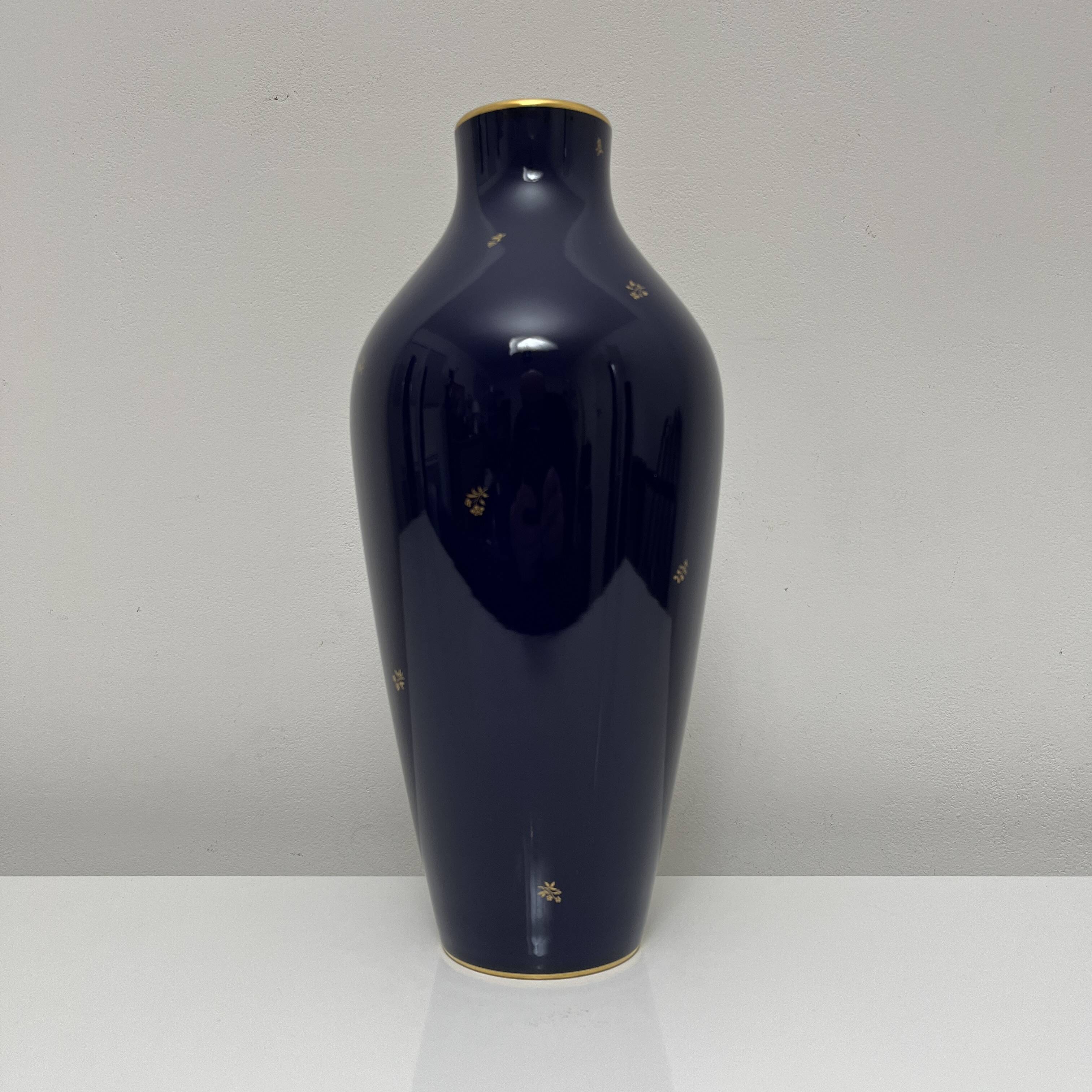 Cobalt Blue porcelain vase, Manufacture Nationale de Sevres France