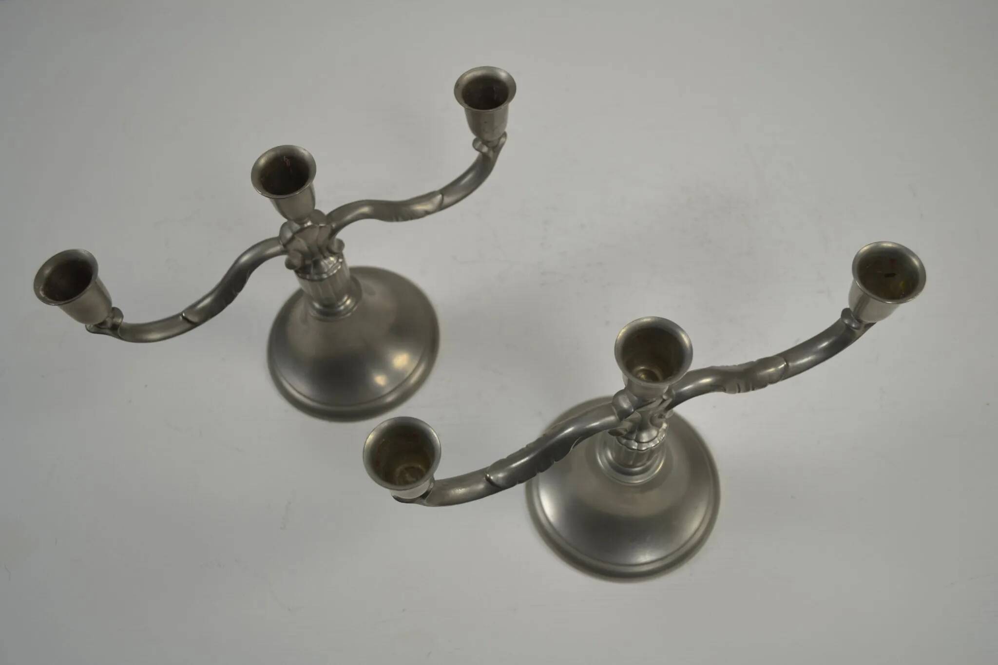 Rare pair of Pewter Candle Holders, Model 224 by GAB Tenn, Sweden, 1932