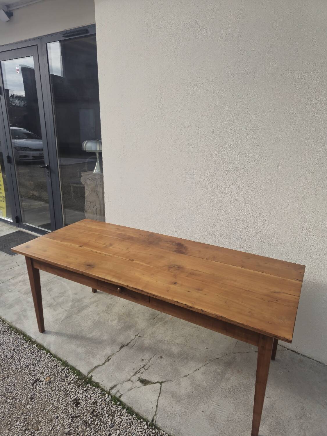 Rustic farmhouse table in solid cherry wood 19th century - 1m91.5