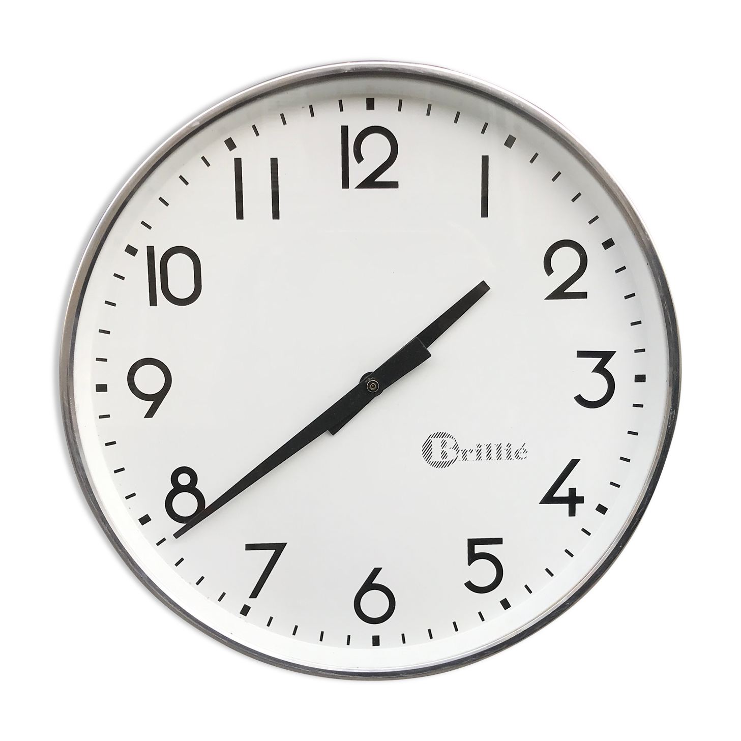 Industrial clock 30 cm functional brillie alu polished station pendulum 1960