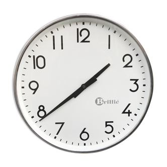 Industrial clock 30 cm functional brillie alu polished station pendulum 1960