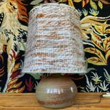 Stoneware lamp with wool shade