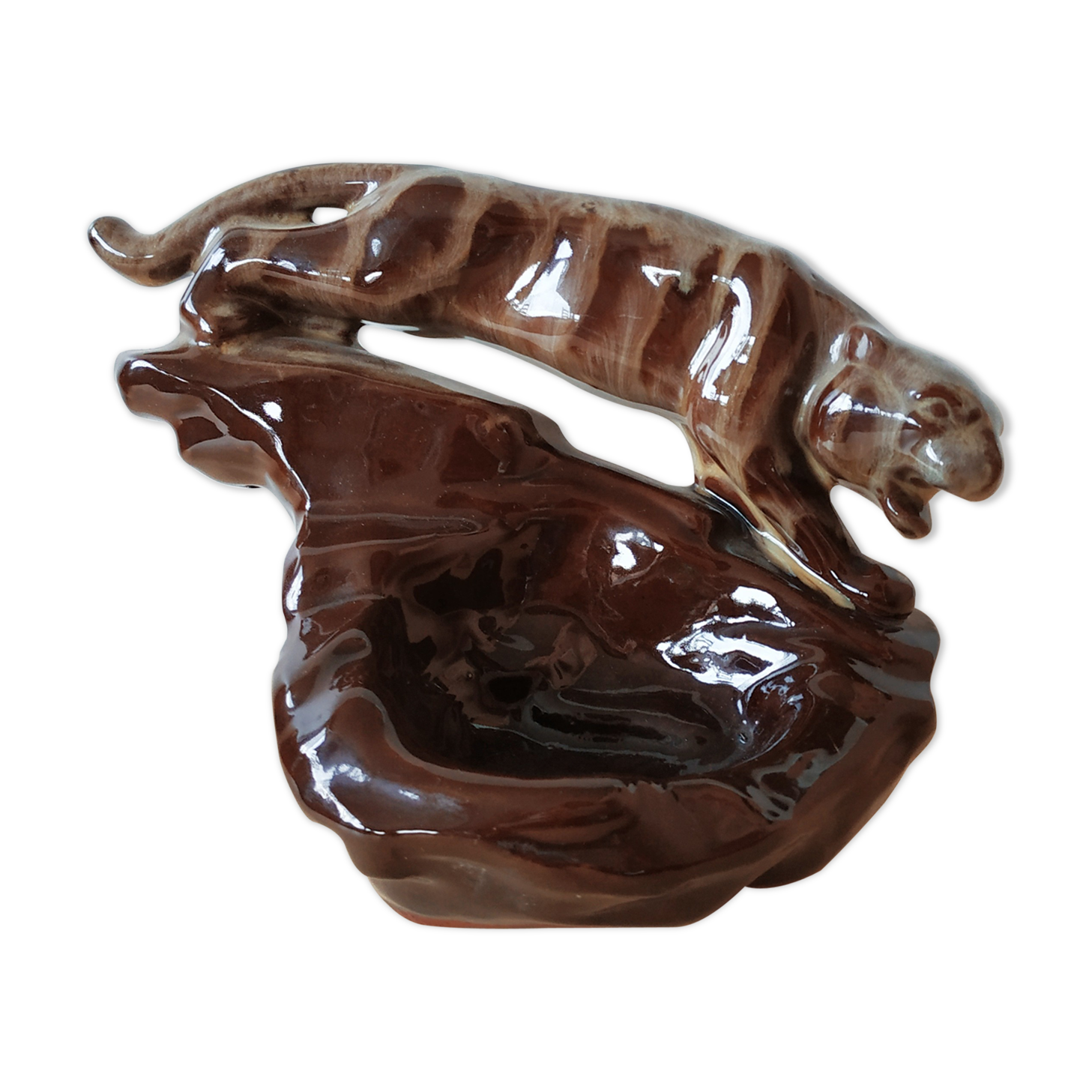 Vintage ceramic tiger ashtray
