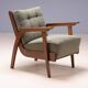 Pair of vintage mid-century lounge armchairs with wooden frames and green upholstery, 68 × 78 × 84 cm