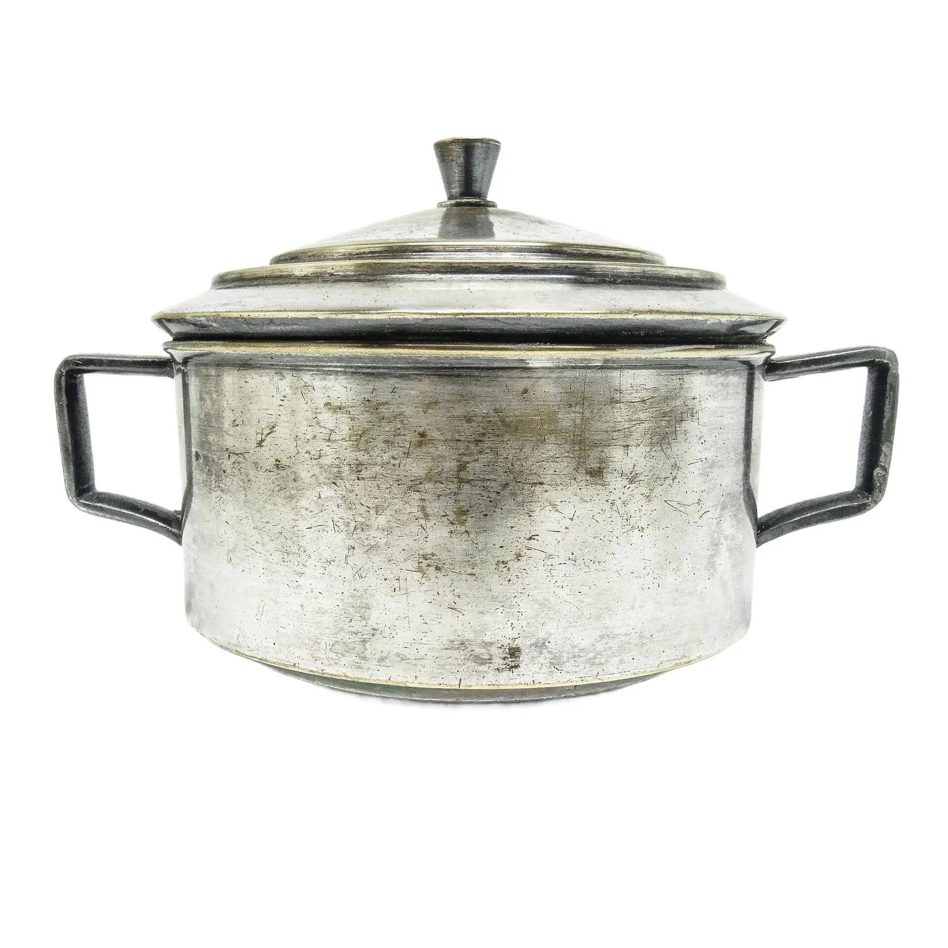Art Deco sugar bowl, silver-plated brass, Poland, 1930s