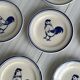 Set of 6 hand painted plates with rooster motif