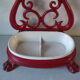 Old umbrella holder cane lion's paw in red and white enamelled cast iron