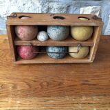 Old wooden ball game in its box