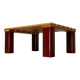 Table basse vintage en pin massif et plastique pour canapé d'extérieur, années 1970
