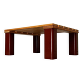 Table basse vintage en pin massif et plastique pour canapé d'extérieur, années 1970