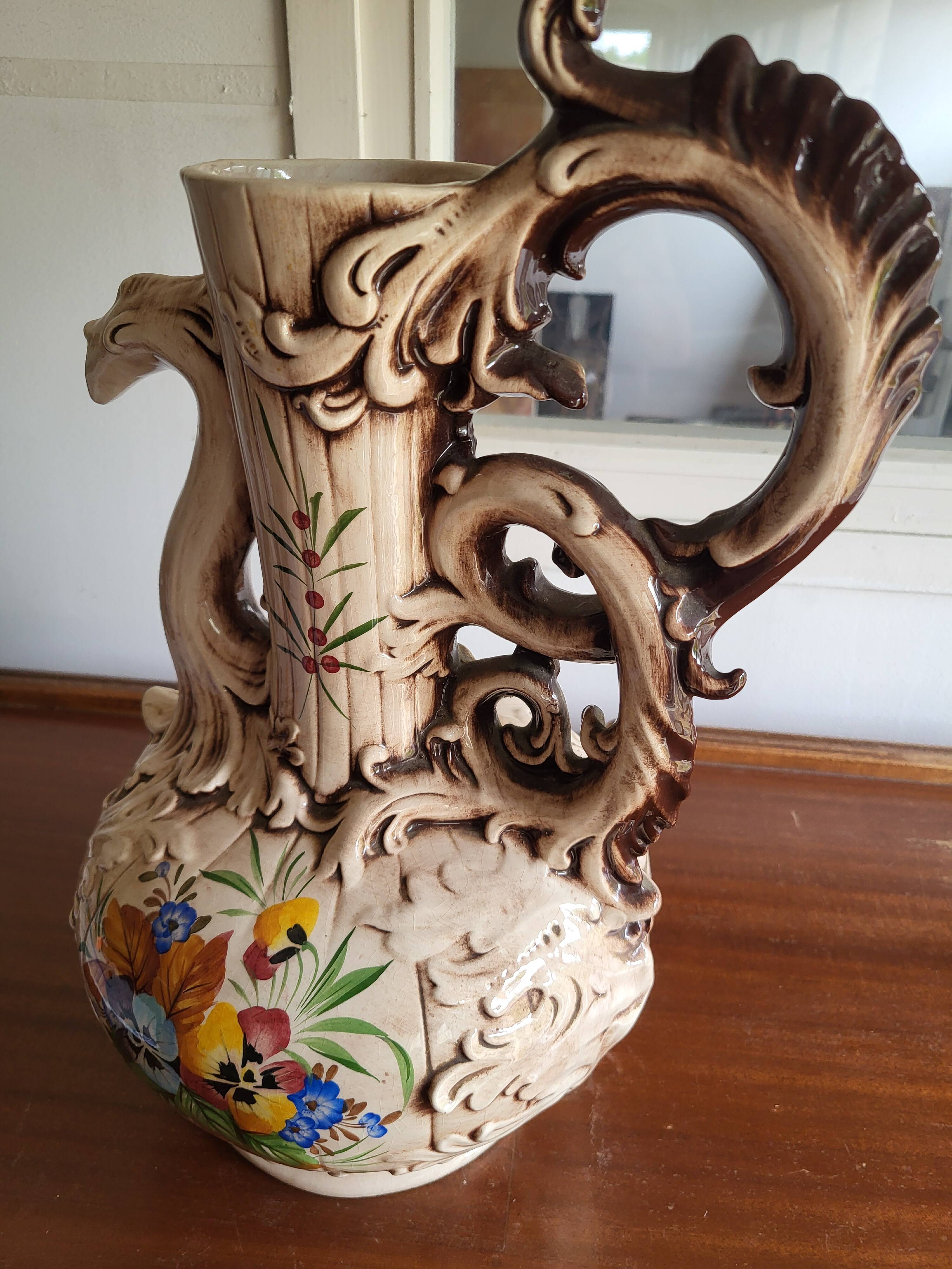 Large ceramic jug signed "Bassano Italy"