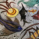 Vintage round dish fish décor