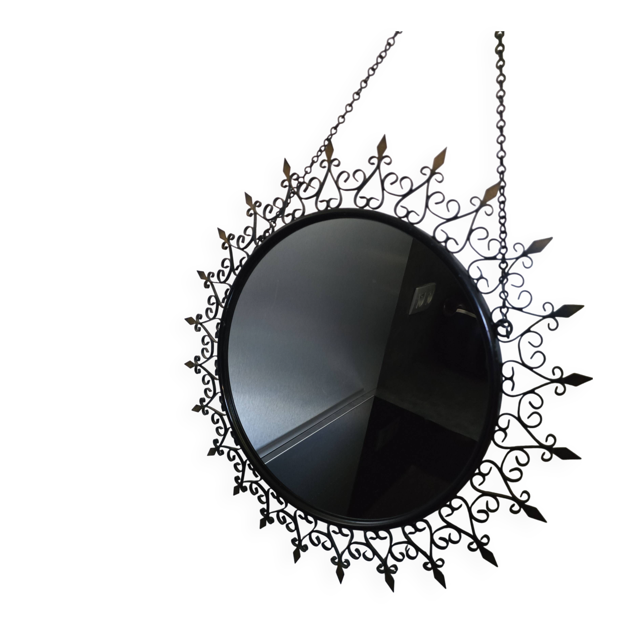 Authentic Sun Mirror Chaty Vallauris – Wrought Iron – 1950s/60s Era