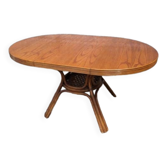 Table ronde en bambou avec rallonge