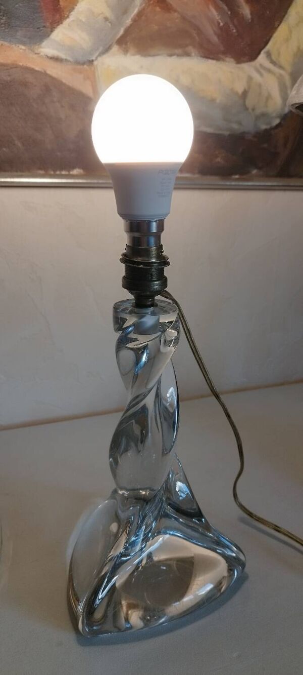 2 pieds de lampe en cristal de Lorraine